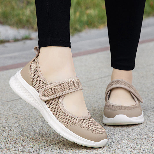 Low-top Thick Bottom Hollow Buckle Casual Mesh Shoes For Women