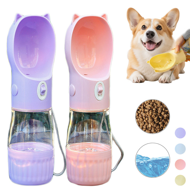 2 in 1 Dog and Cat Water Bottle & Food Container – Travel Friendly™