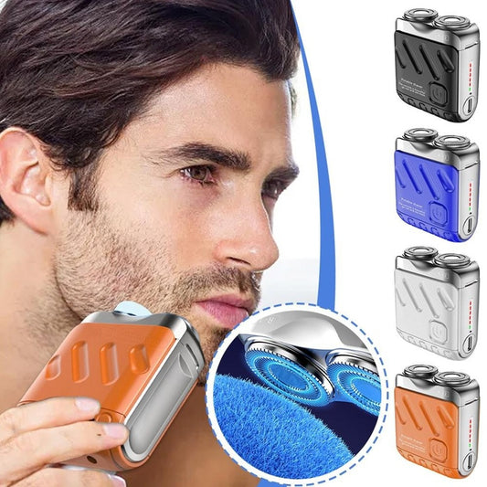 Portable Rotary Dual Ring Electric Shaver Men Travel Mini Shaver Double Floating Magnetic Blade Head Rechargeable Pocket Razors