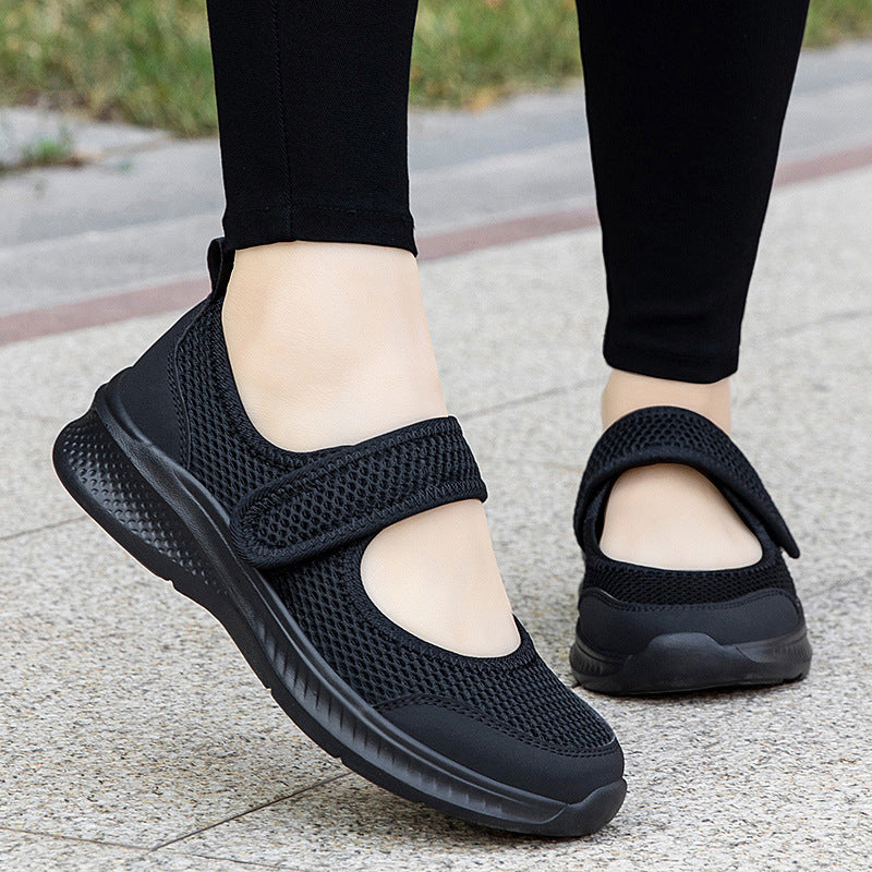 Low-top Thick Bottom Hollow Buckle Casual Mesh Shoes For Women