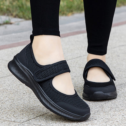 Low-top Thick Bottom Hollow Buckle Casual Mesh Shoes For Women