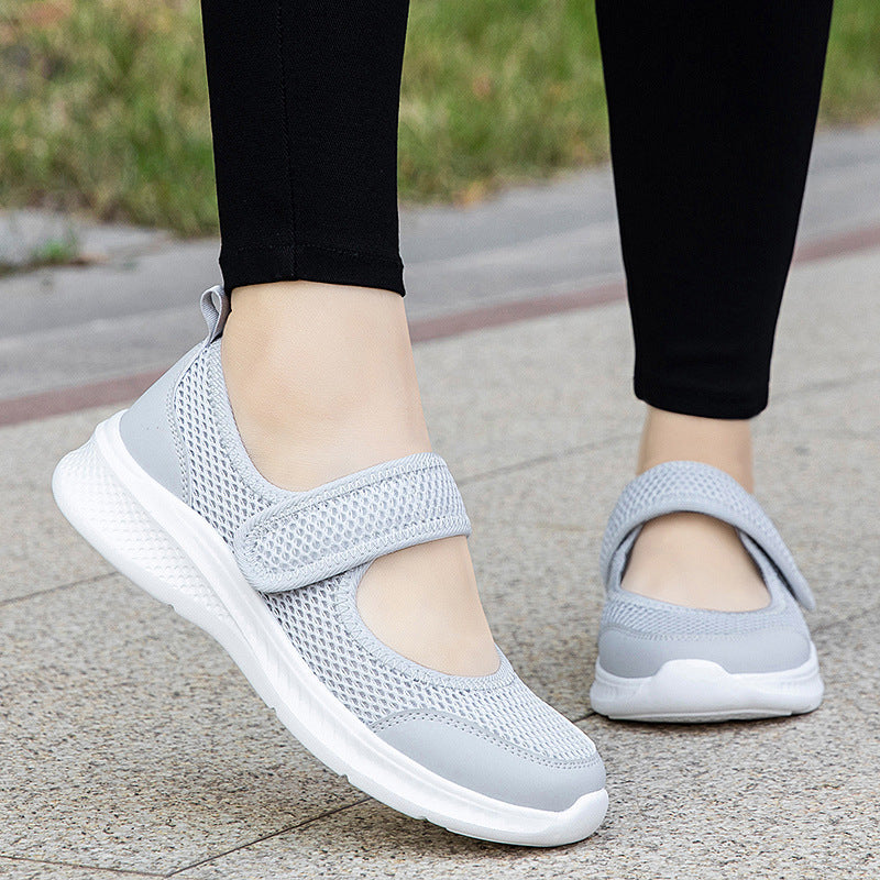 Low-top Thick Bottom Hollow Buckle Casual Mesh Shoes For Women