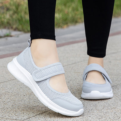 Low-top Thick Bottom Hollow Buckle Casual Mesh Shoes For Women