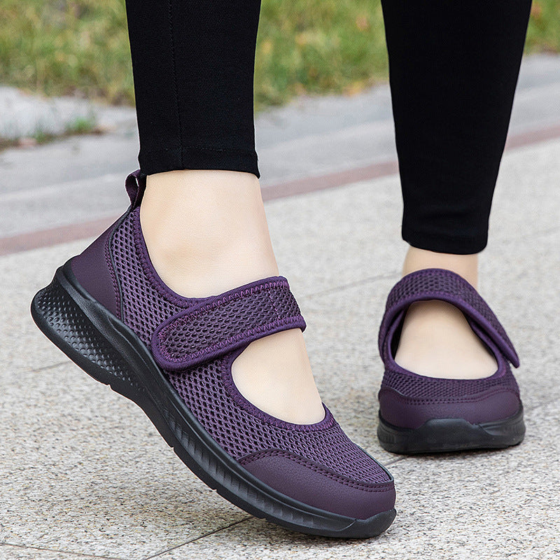 Low-top Thick Bottom Hollow Buckle Casual Mesh Shoes For Women