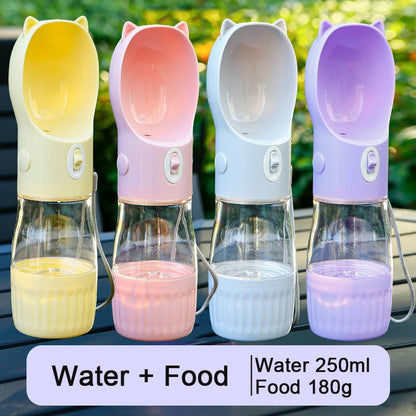 2 in 1 Dog and Cat Water Bottle & Food Container – Travel Friendly™