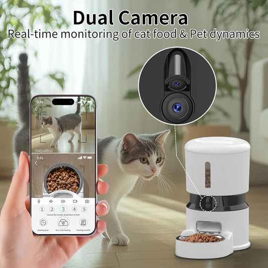 Automatic Dog & Cat Feeder with 1080P Camera | Smart 4L Food Dispenser, APP Control, Low Food Sensor, Fresh Lock System