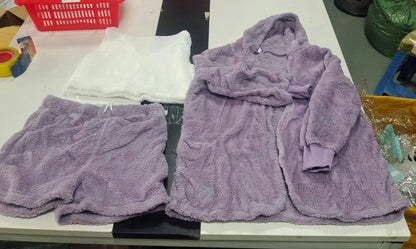 Womens Clothing long sleeves tank top And Drawstring Shorts Pajama Set