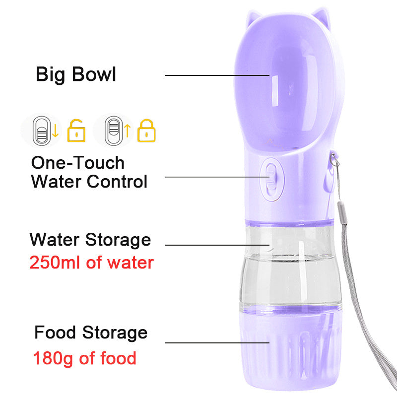 2 in 1 Dog and Cat Water Bottle & Food Container – Travel Friendly™