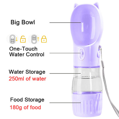 2 in 1 Dog and Cat Water Bottle & Food Container – Travel Friendly™